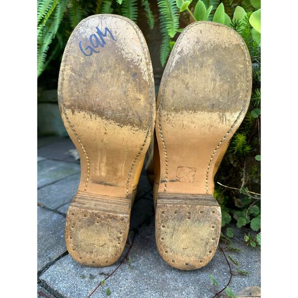 Vintage Early Cats Paw Heels Campus Pull On Boots Sz 9.5 Leather Made In Korea - Picture 8 of 16